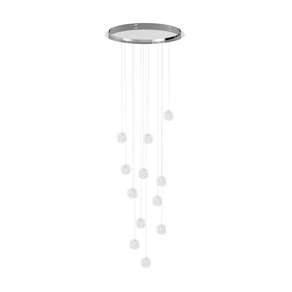 aiwen 12-Light Modern Chrome Spiral Crystal Raindrop Chandelier Foyer High Ceiling Large Chandelier