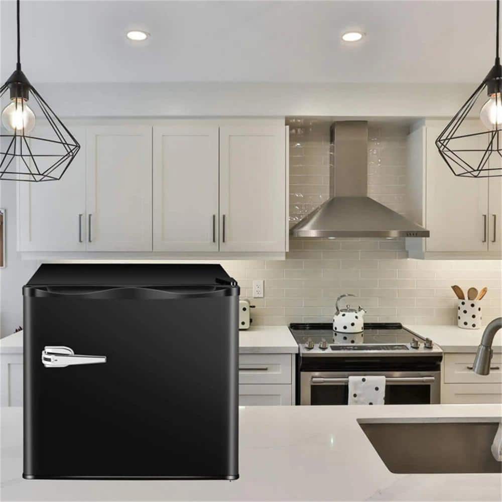 Compact Black Stainless Steel Upright Mini Freezer with Adjustable Shelves