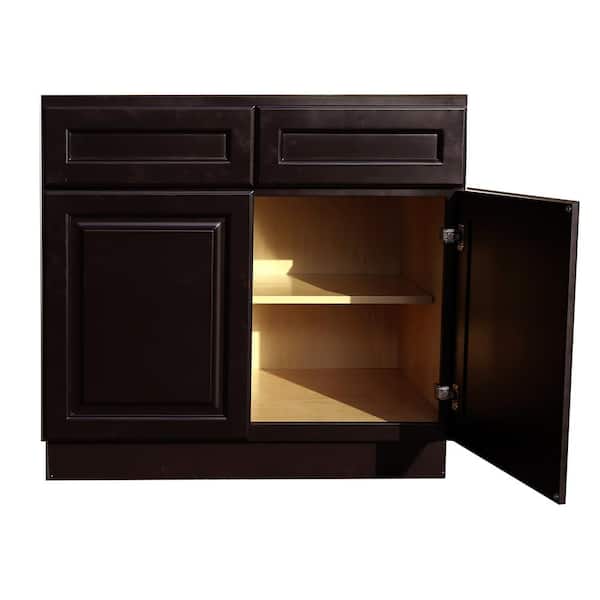 Newport Ready to Assemble 30x34.5x24 in. Base Cabinet with 2-Door and 1-Drawer in Dark Espresso Newport Ready to Assemble 30x34.5x24 in. Base Cabinet with 2-Door and 1-Drawer in Dark Espresso
