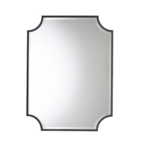 Baxton Studio Parcenet Modern 30 in. W x 40 in. H Black Rectangle Framed Mirror