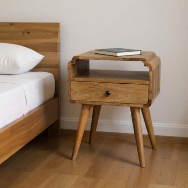 Light Brown 1-Drawer 17.72 in. Nightstand