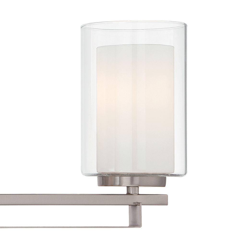 Transitional Etched White Glass & Brushed Nickel 3-Light Bath Bar