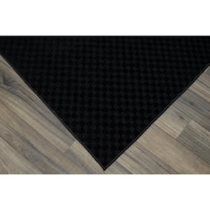 Medallion Black 4 ft. x 6 ft. Casual Tufted Solid Color Checkered Polypropylene Area Rug