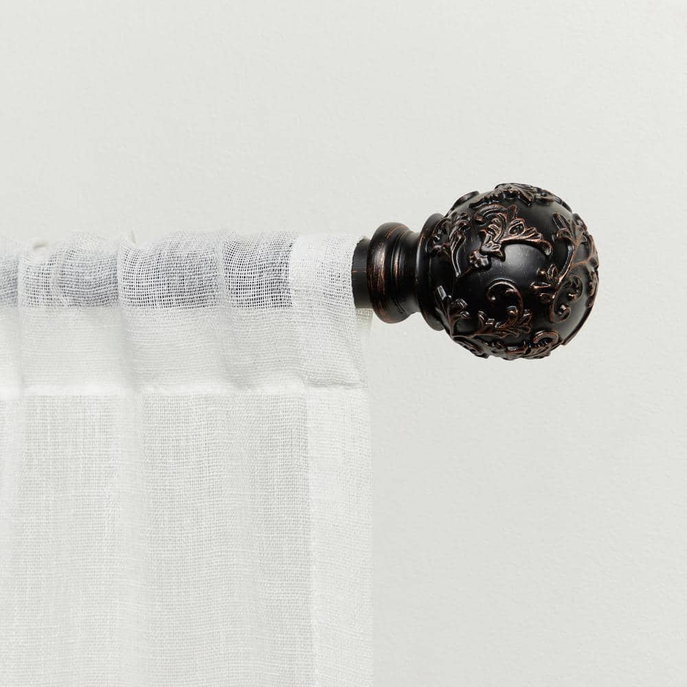 Oil Rubbed Bronze Adjustable Curtain Rod with Floral Finials
