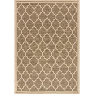 Trebol Moroccan Trellis Brown/Beige 7 ft. 9 in. x 10 ft. Textured Weave Indoor/Outdoor Area Rug