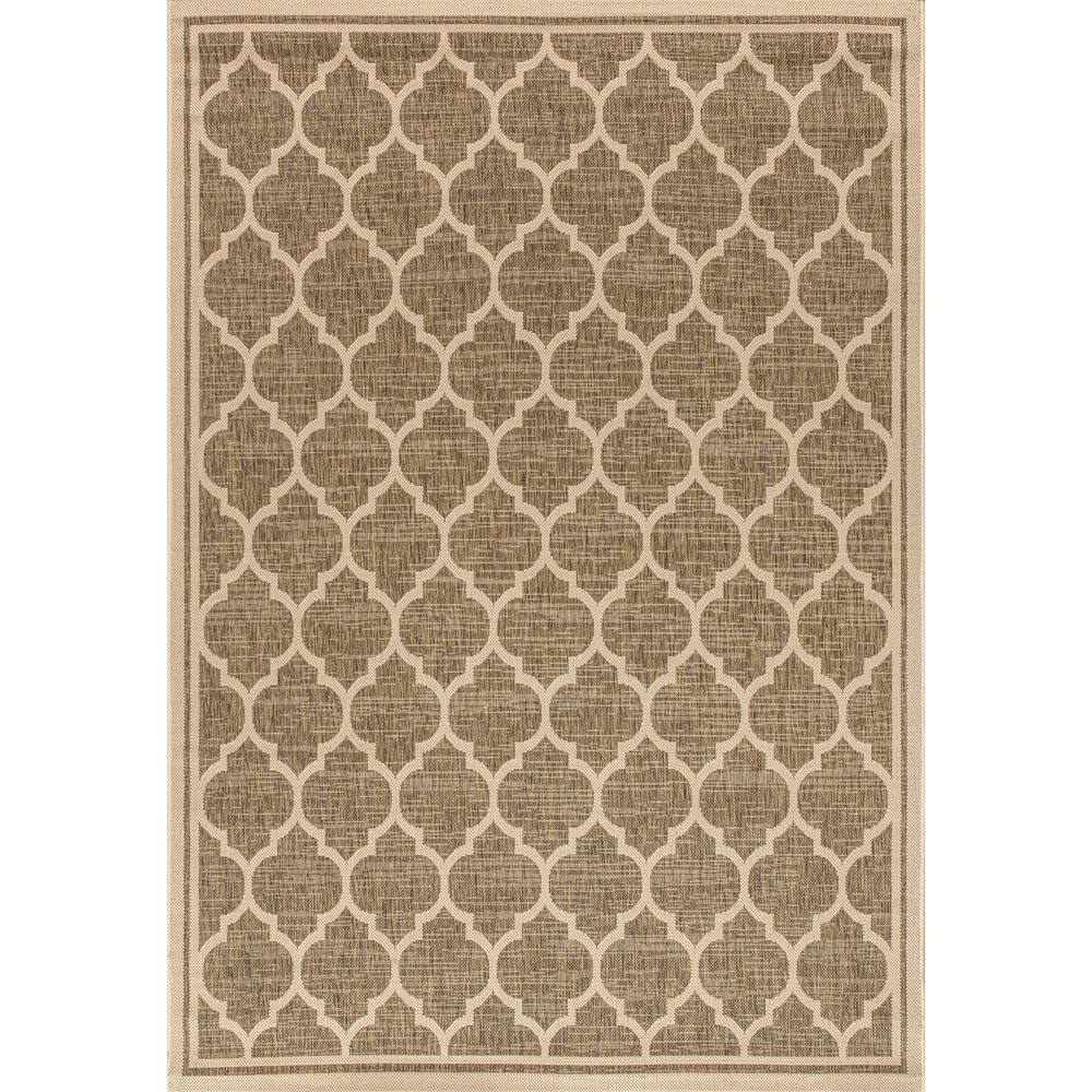 Trebol Moroccan Trellis Brown Beige 9' x 12' Indoor Outdoor Area Rug