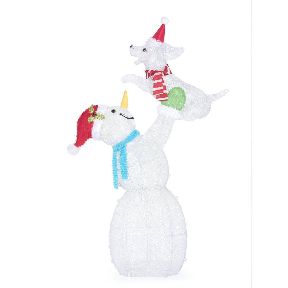 Home Accents Holiday 5 ft 200Light Icicle Shimmer LED Snowman with Dog