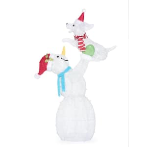 5 ft 200-Light Icicle Shimmer LED Snowman with Dog Yard Sculpture