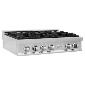 36 in. 6 Burner Front Control Gas Cooktop in Stainless Steel