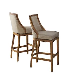 Ellie Brown Bar Height Stool with Back (2-Pack)