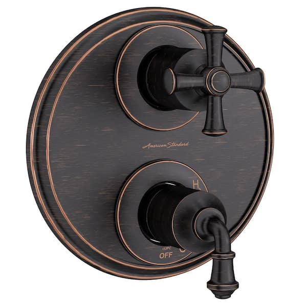 American Standard Delancey 2 Handle Wall Mount Diverter Valve Trim Kit In Legacy Bronze Valve