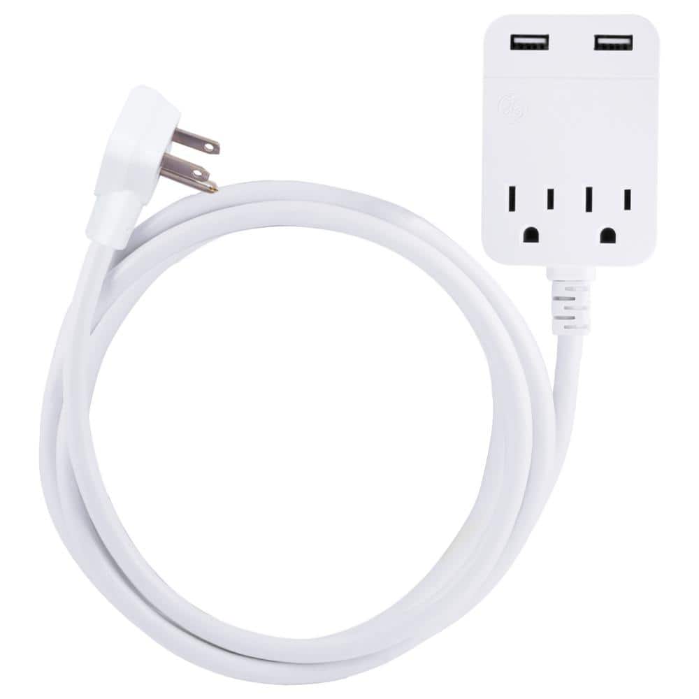 GE 8 ft. 2-Outlet 2-USB Extension Cord with Surge Protection 32177 - The  Home Depot