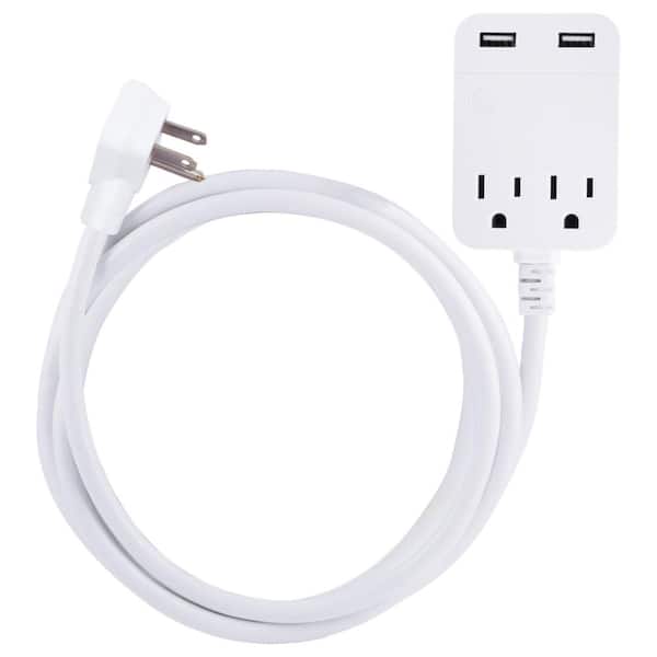 GE 8 ft. 2-Outlet 2-USB Extension Cord with Surge Protection