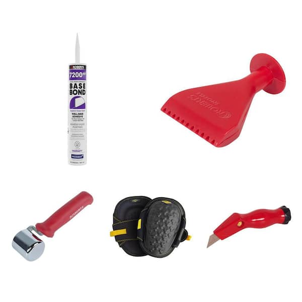 Big Fatso Utility Knife, 0.94 qt Light Tan Adhesive, 2 in. Seam Roller, Knee Pads, 3 in. Nozzle Combo (5 Piece)