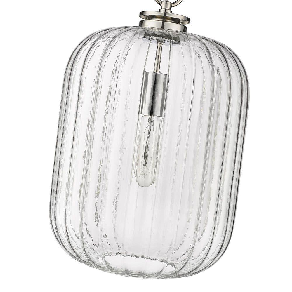 Polished Nickel and Clear Glass Globe Pendant Light