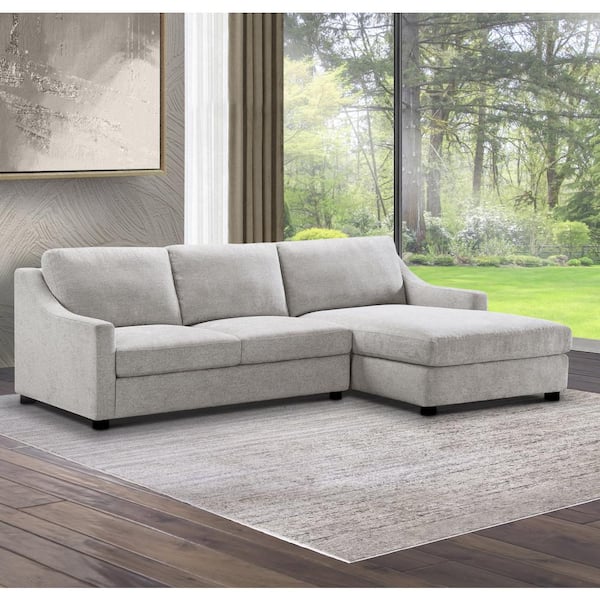 DEVON & CLAIRE Garcelle 41 in. Gray 2-Piece Stain-Resistant Fabric Sectional