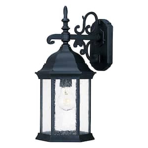 Madison Collection 1-Light Matte Black Outdoor Wall Lantern Sconce
