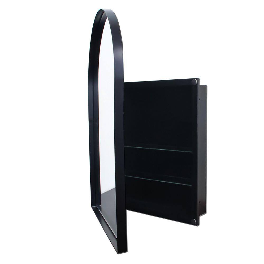Modern 24 in. W x 35.8 x 5 in. D in. H Arched Metal Black Recessed/Surface Mount Storage Medicine Cabinet with Mirror price history on PriceWatchPro