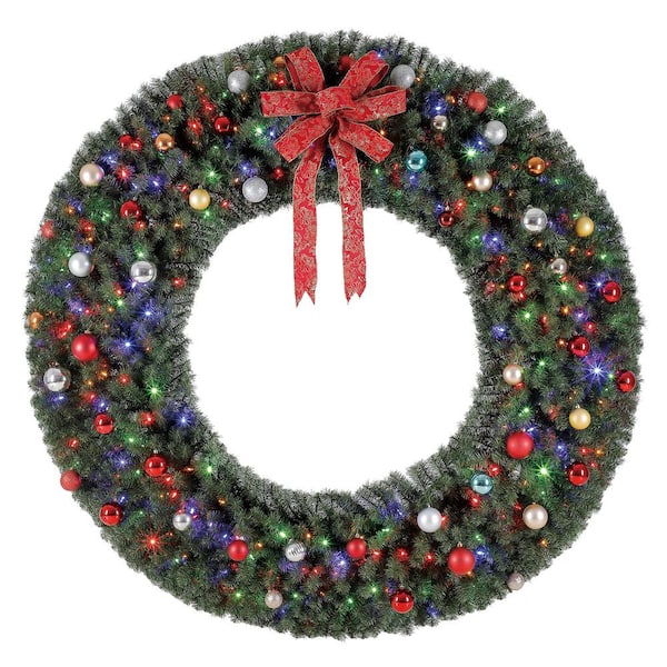 Holiday Wreath With, Light Up Wreath Outdoor Home Depot