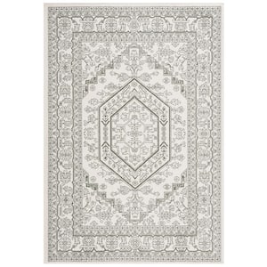 Adirondack Ivory/Dark Green 8 ft. x 10 ft. Border Medallion Area Rug