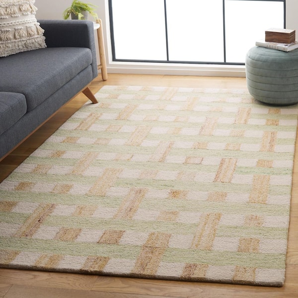Genre 8 ft. x 10 ft. Green/Ivory Geometric Lattice Area Rug