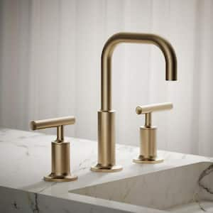 Purist 8 in. Widespread 2-Handle Low-Arc Water-Saving Bathroom Faucet in Vibrant Brushed Bronze with Low Gooseneck Spout