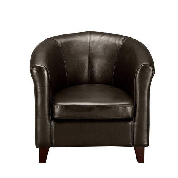 Home Decorators Collection Madrid Dark Brown Recycled Leather Club Arm Chair