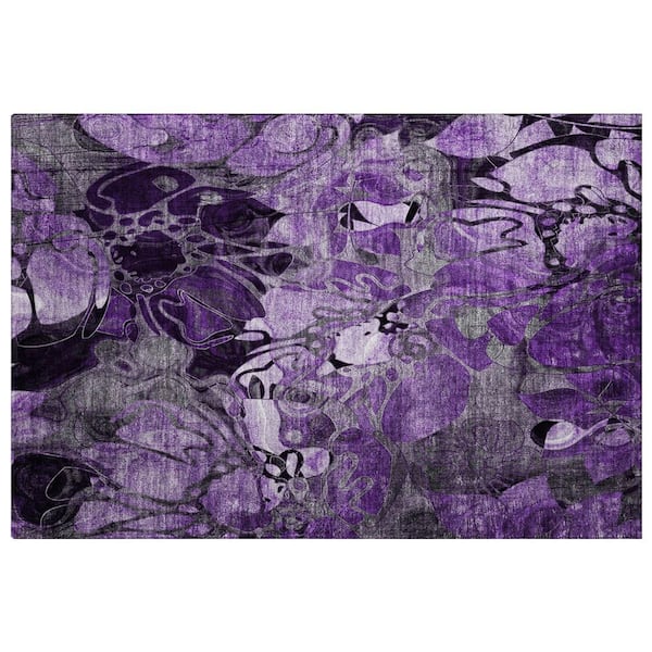 Dream Shag Premium Machine Washable Abstract ADS558 Purple 2 ft. x 3 ft. Accent Rug