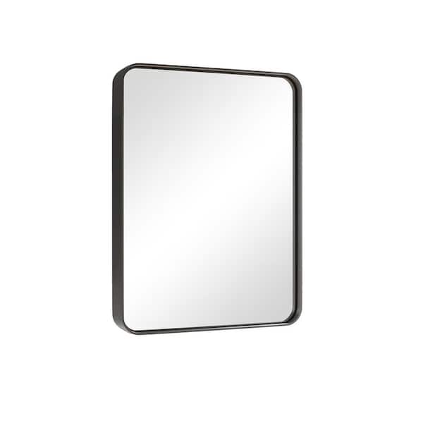 Black 22 in. W x 32 in. H Rounded Rectangle Aluminum Alloy Painted Wall Mirror