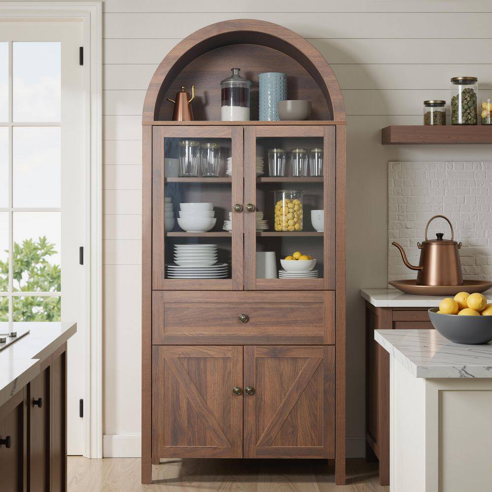 Walnut Brown High-Quality Wood Pantry Organizer with Large Storage Space