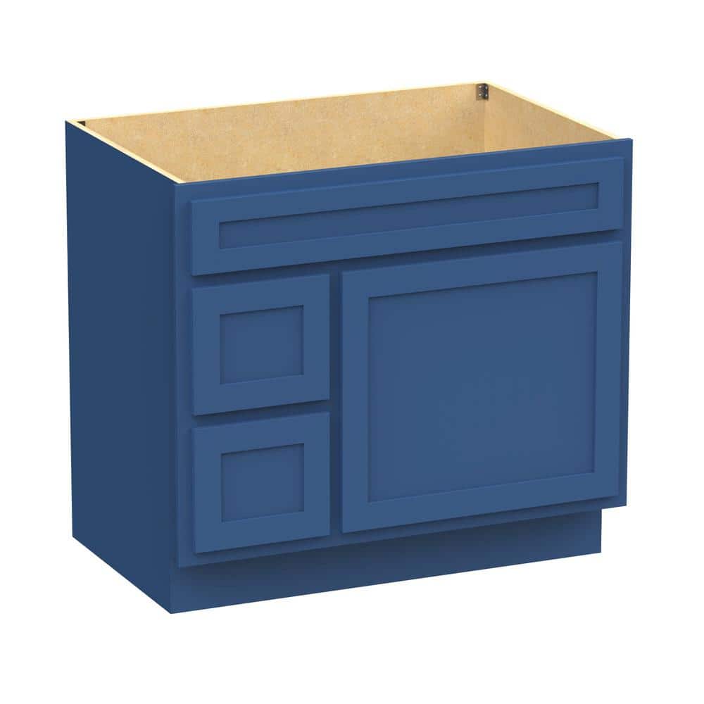 Blue 36" Shaker Style Single Bathroom Vanity Base