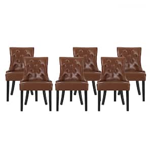 Will Cognac Brown Tufted Faux Leather Dining Chair (Set of 6)
