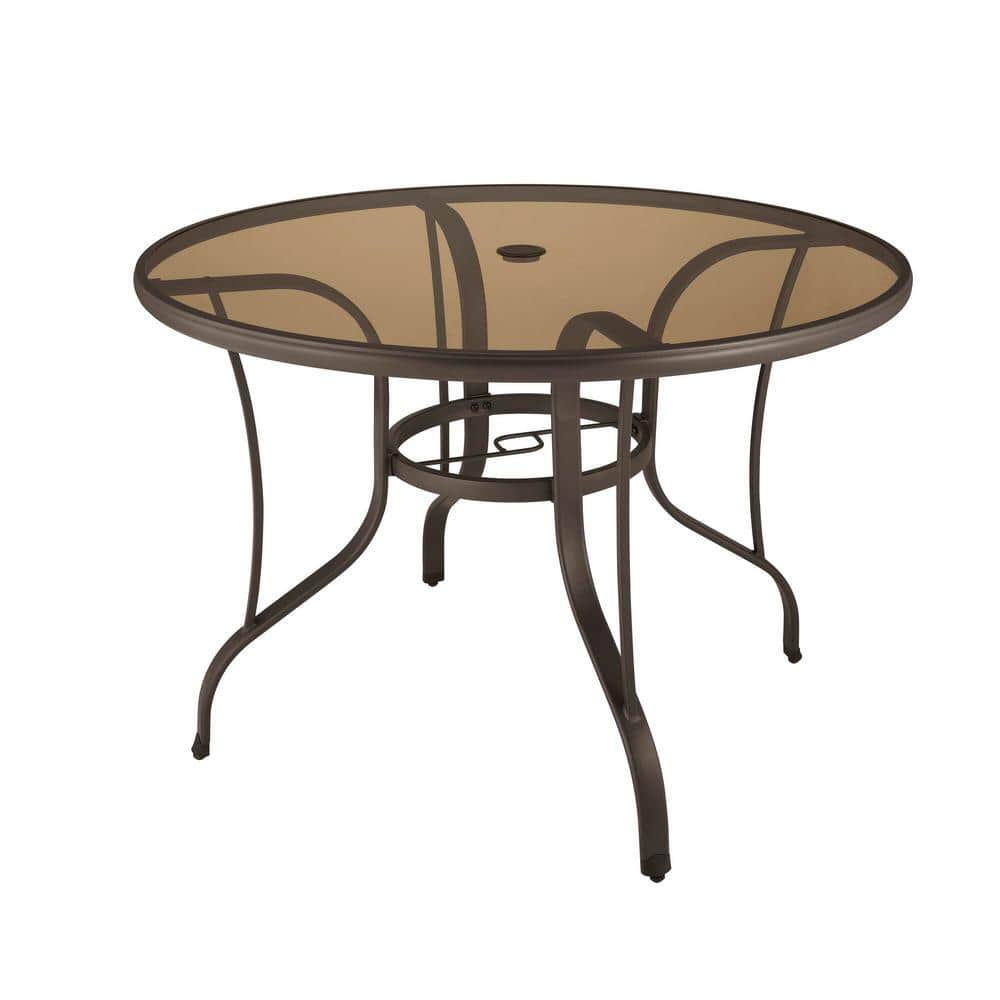 Stylewell 42 In Mix And Match Steel Round Outdoor Patio Dining Table With Painted Glass Fts61191 The Home Depot - Stylewell Mix And Match White Round Glass Outdoor Patio Dining Table