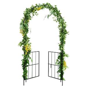 7 .5 ft. Outdoor Black Garden Arbor Metal Arch with Trellis for Climbing Plants Garden Archway for Party Decoration