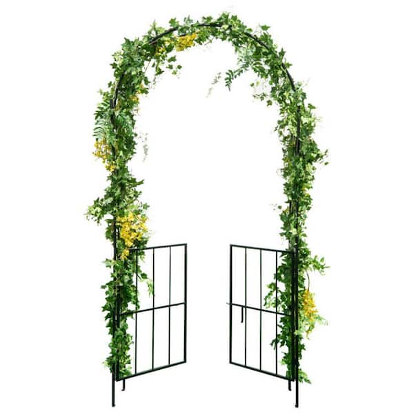 7 .5 ft. Outdoor Black Garden Arbor Metal Arch with Trellis for Climbing Plants Garden Archway for Party Decoration