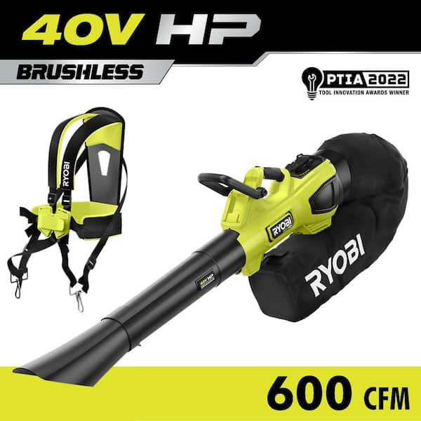 RYOBI 40V HP Brushless 100 MPH 600 CFM Cordless Leaf Blower Mulcher Vacuum Tool Only RY404015BTL The Home Depot