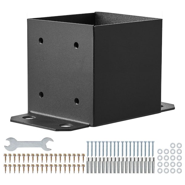 6x6 Post Base 4 Pcs, Inner Size 5.6 in. x 5.6 in. Post Base Brackets, Duty Powder-Coated Post Anchor Black Post Brackets