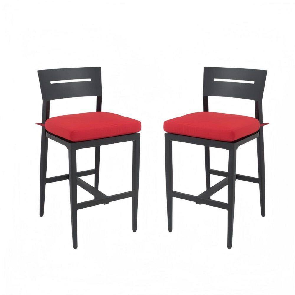 Aluminum Outdoor Bar Stool Patio Bar Chair with Ergonomic Backrest, Footrest and Red Sunbrella Cushion (2 Pack) price history on PriceWatchPro