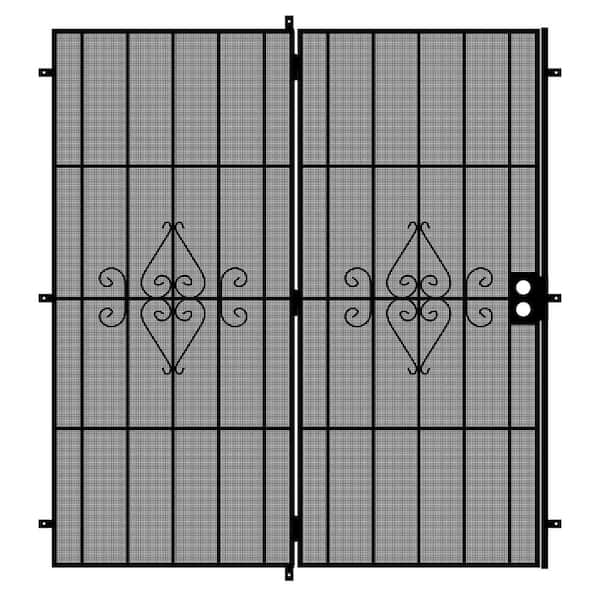 Unique Home Designs 72 in. x 80 in. Su Casa Black Projection Mount Outswing Steel Patio Security Door with Expanded Metal Screen