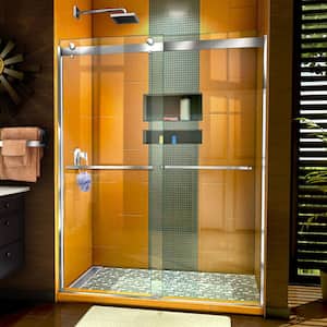 Sapphire 56 in. to 60 in. W x 76 in. H Semi-Frameless Bypass Shower Door in Chrome with Clear Glass
