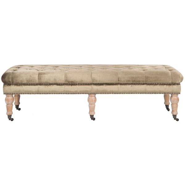 SAFAVIEH Barney Gold/Silver Upholstered Entryway Bench