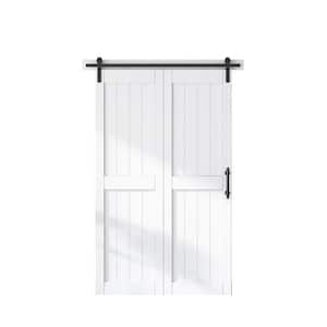 48 in. x 84 in. MDF Bi-Fold Barn Door with Hardware Kit, Covered with Water-Proof PVC Surface, White, H-Frame