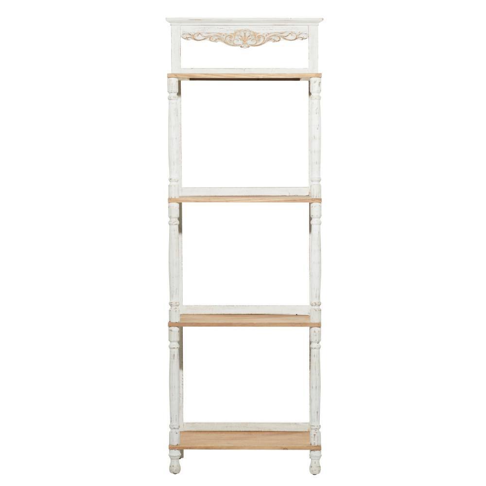 White Pinewood 71" 4-Tier Weathered Étagère