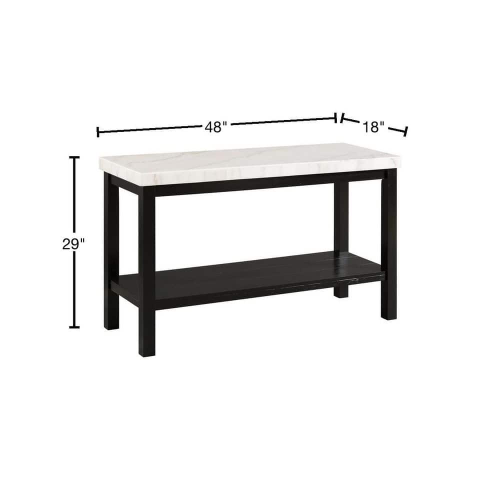 Evie Contemporary Black and White Marble-Top Console Table with Storage