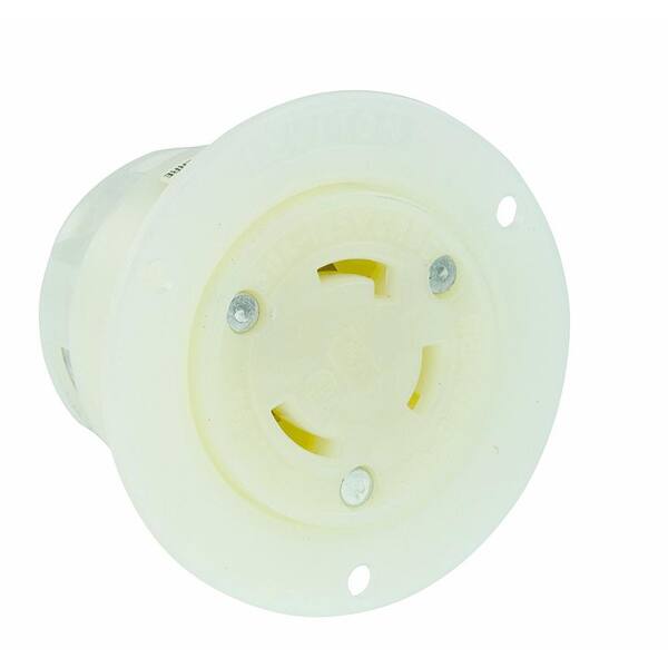 Leviton 30 Amp 125-Volt Flanged Outlet Grounding Locking Receptacle, White