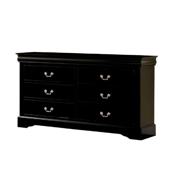 Benjara 59.65 in. Black 6Drawer Wooden Dresser Without Mirror BM177809