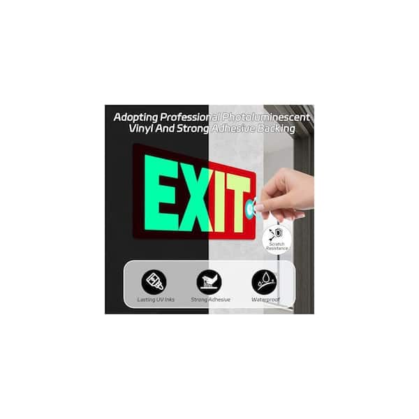 EXITサイン 10 in. x 7 in. Photoluminescent Vinyl Exit Sign with