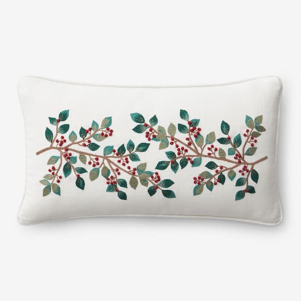 Legends Luxury Holiday Berries Ivory 20 in. L x 21 in. W Throw Pillow Cover