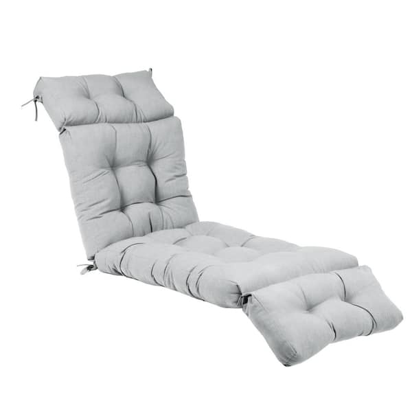 Aoodor 22 in. W x 72.9 in. D Outdoor Chaise Lounge Cushion in Gray