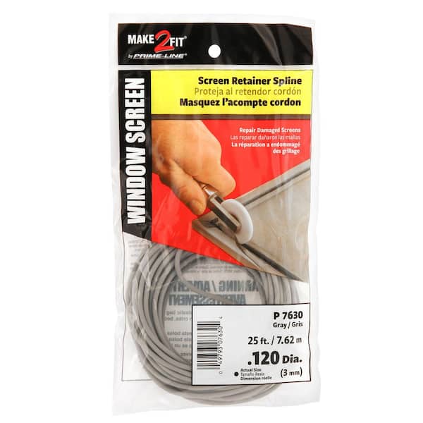 Prime-Line 1/8 in. (0.125 in.) x 25 ft. Gray Screen Spline Roll